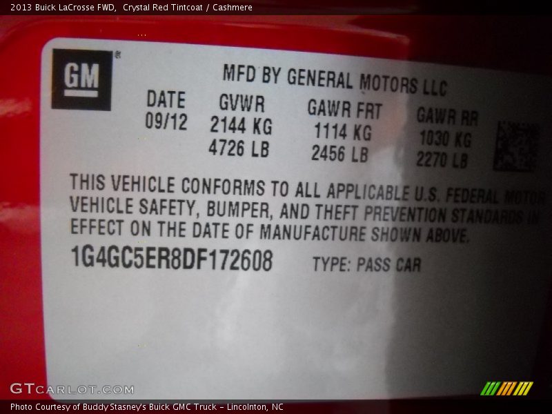 Crystal Red Tintcoat / Cashmere 2013 Buick LaCrosse FWD
