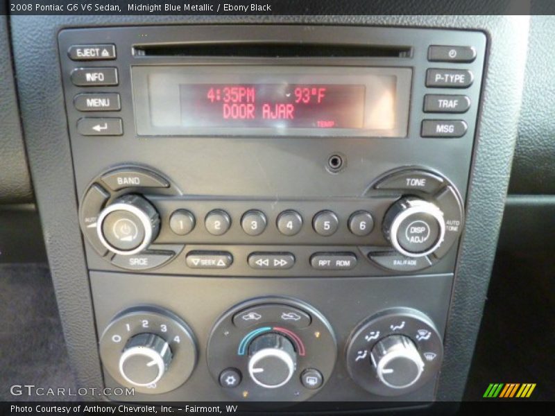 Midnight Blue Metallic / Ebony Black 2008 Pontiac G6 V6 Sedan