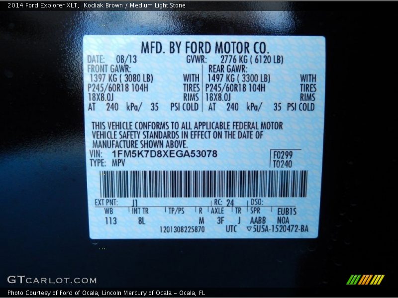 Kodiak Brown / Medium Light Stone 2014 Ford Explorer XLT