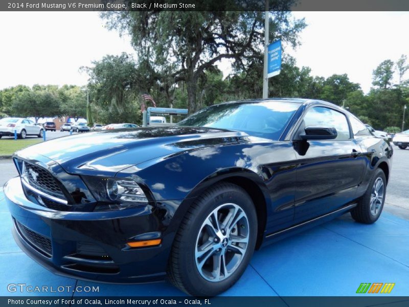 Black / Medium Stone 2014 Ford Mustang V6 Premium Coupe