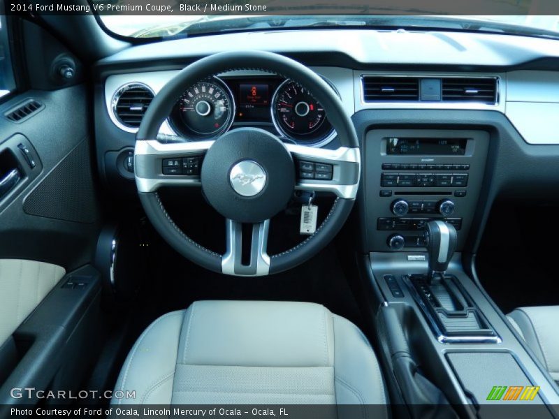 Black / Medium Stone 2014 Ford Mustang V6 Premium Coupe