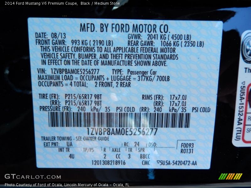 Black / Medium Stone 2014 Ford Mustang V6 Premium Coupe
