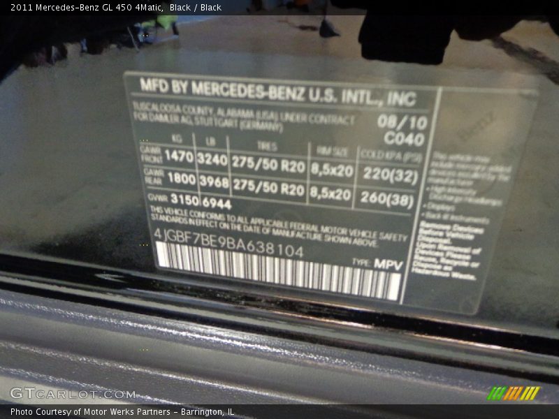 Black / Black 2011 Mercedes-Benz GL 450 4Matic