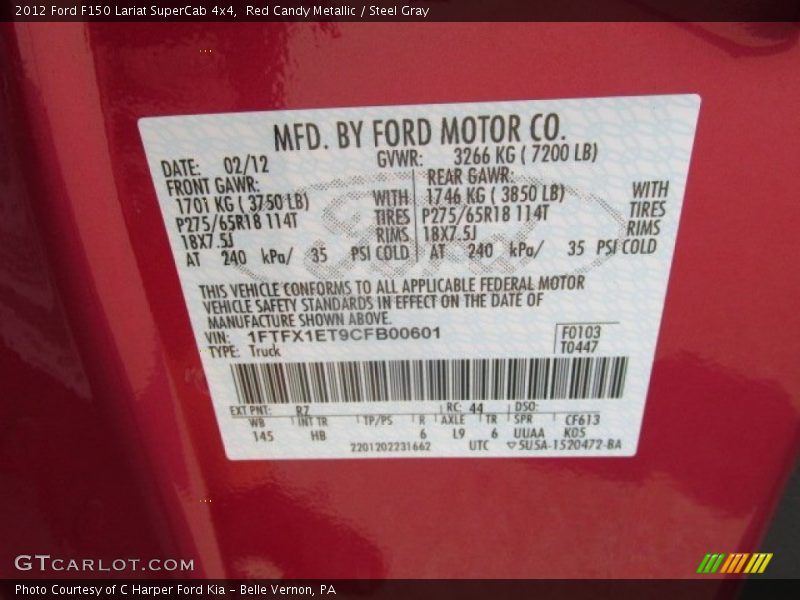 Red Candy Metallic / Steel Gray 2012 Ford F150 Lariat SuperCab 4x4