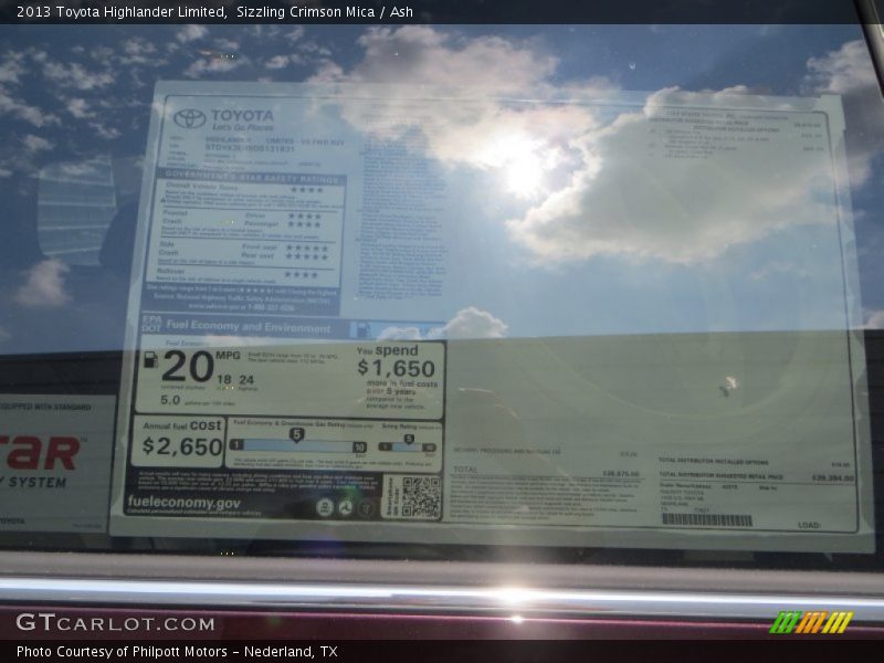 Sizzling Crimson Mica / Ash 2013 Toyota Highlander Limited