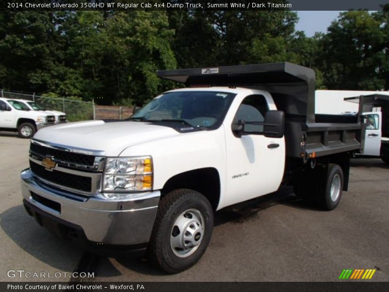 Front 3/4 View of 2014 Silverado 3500HD WT Regular Cab 4x4 Dump Truck
