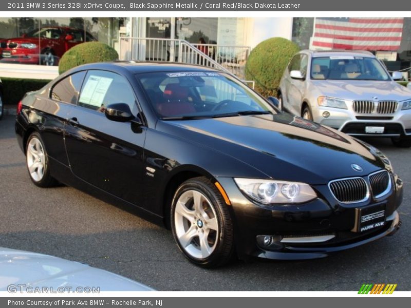 Black Sapphire Metallic / Coral Red/Black Dakota Leather 2011 BMW 3 Series 328i xDrive Coupe