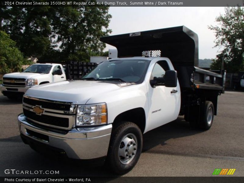 Front 3/4 View of 2014 Silverado 3500HD WT Regular Cab 4x4 Dump Truck