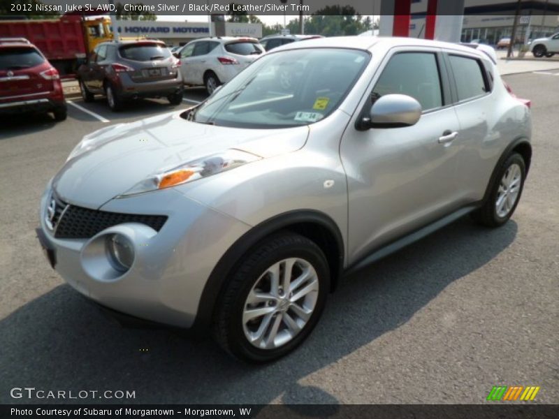 Chrome Silver / Black/Red Leather/Silver Trim 2012 Nissan Juke SL AWD