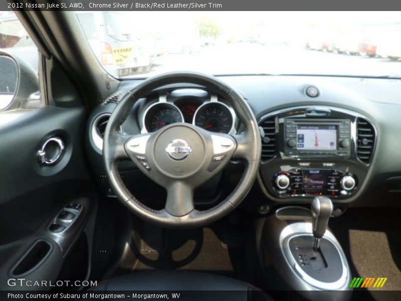 Chrome Silver / Black/Red Leather/Silver Trim 2012 Nissan Juke SL AWD