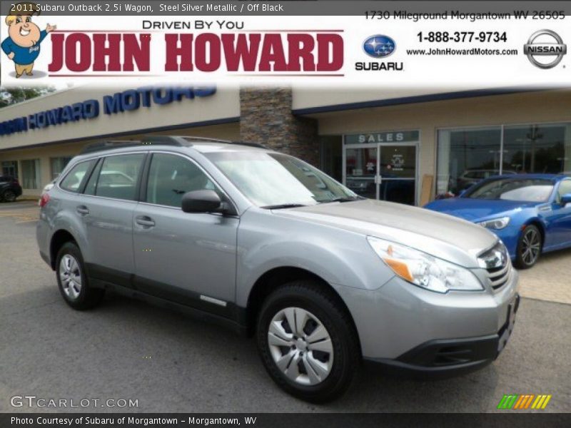 Steel Silver Metallic / Off Black 2011 Subaru Outback 2.5i Wagon