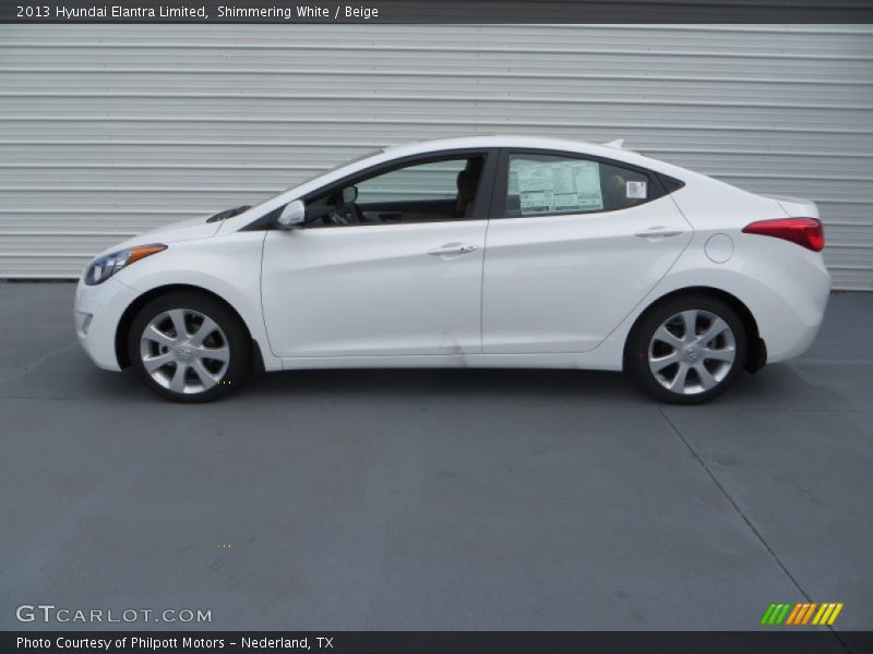 Shimmering White / Beige 2013 Hyundai Elantra Limited