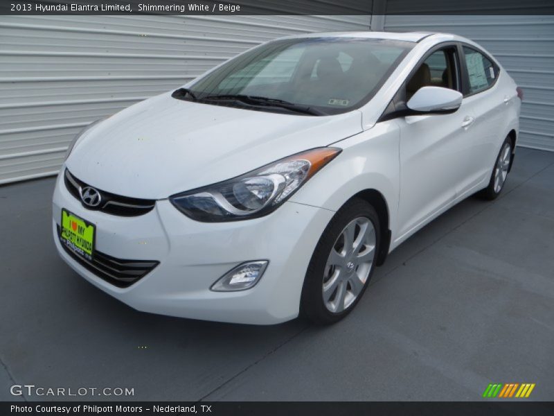 Shimmering White / Beige 2013 Hyundai Elantra Limited