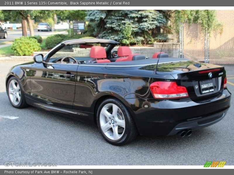 Black Sapphire Metallic / Coral Red 2011 BMW 1 Series 135i Convertible