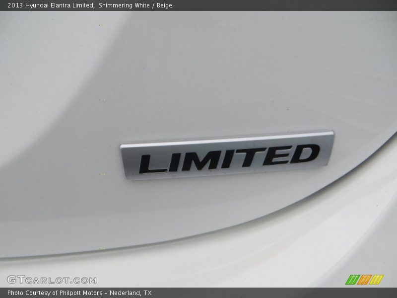 Shimmering White / Beige 2013 Hyundai Elantra Limited