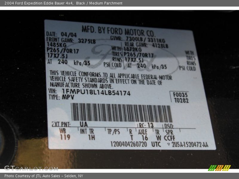 2004 Expedition Eddie Bauer 4x4 Black Color Code UA