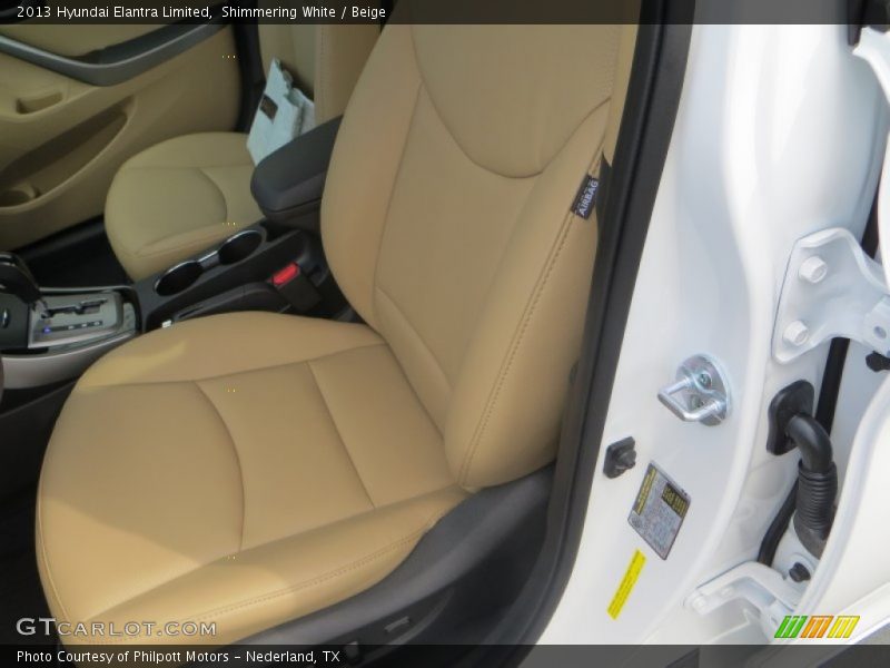 Shimmering White / Beige 2013 Hyundai Elantra Limited