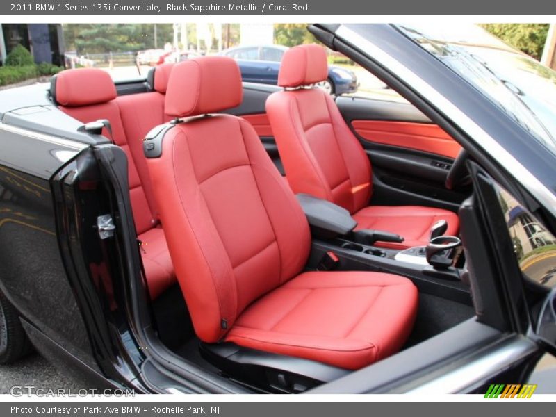 Black Sapphire Metallic / Coral Red 2011 BMW 1 Series 135i Convertible