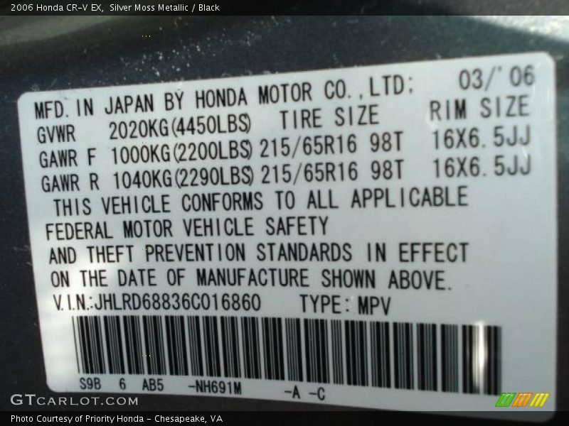 Silver Moss Metallic / Black 2006 Honda CR-V EX