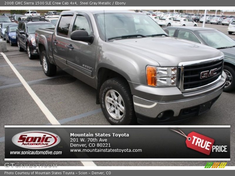Steel Gray Metallic / Ebony 2008 GMC Sierra 1500 SLE Crew Cab 4x4