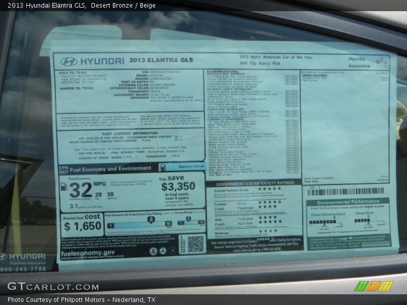 Desert Bronze / Beige 2013 Hyundai Elantra GLS