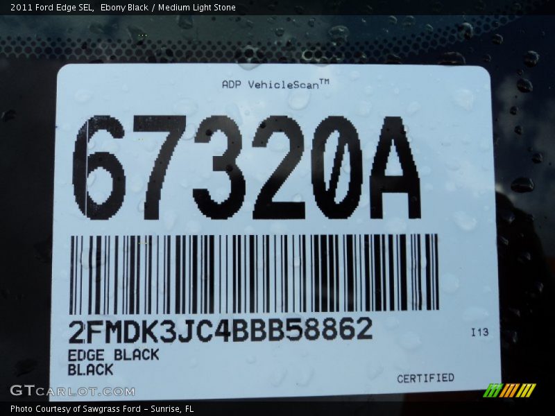 Ebony Black / Medium Light Stone 2011 Ford Edge SEL