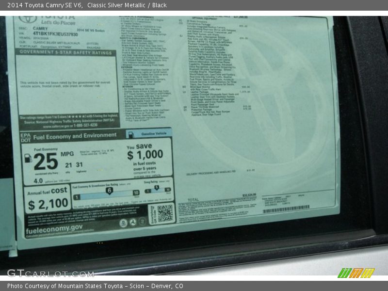 Classic Silver Metallic / Black 2014 Toyota Camry SE V6