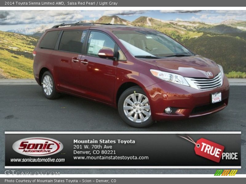 Salsa Red Pearl / Light Gray 2014 Toyota Sienna Limited AWD