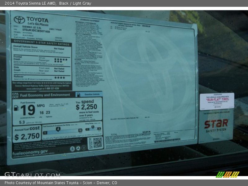 Black / Light Gray 2014 Toyota Sienna LE AWD