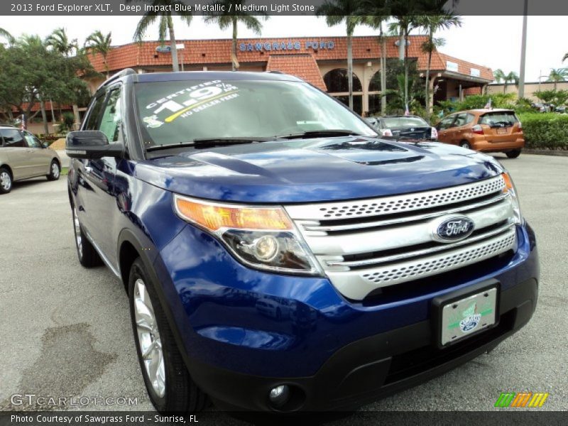 Deep Impact Blue Metallic / Medium Light Stone 2013 Ford Explorer XLT