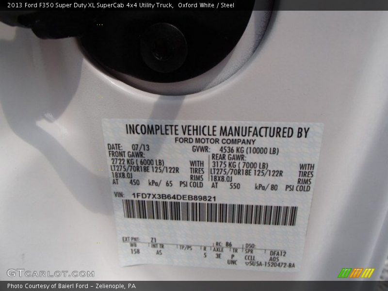 Oxford White / Steel 2013 Ford F350 Super Duty XL SuperCab 4x4 Utility Truck
