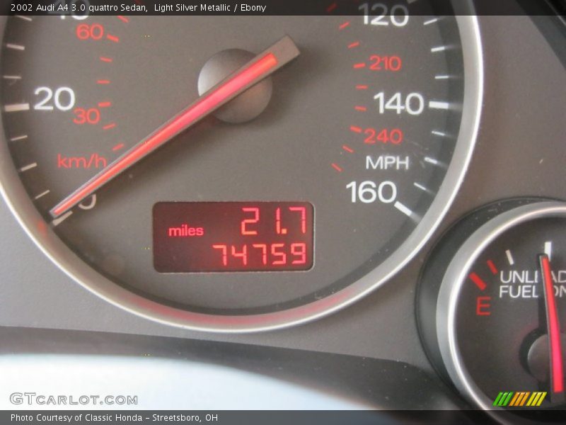 Light Silver Metallic / Ebony 2002 Audi A4 3.0 quattro Sedan