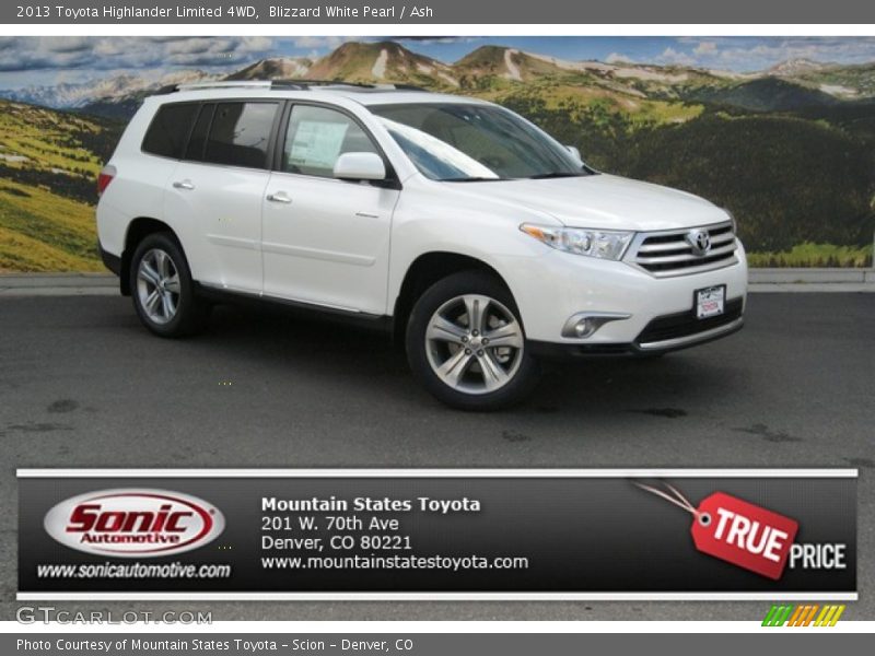 Blizzard White Pearl / Ash 2013 Toyota Highlander Limited 4WD