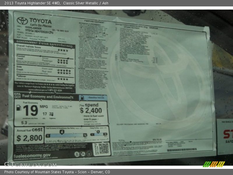 Classic Silver Metallic / Ash 2013 Toyota Highlander SE 4WD