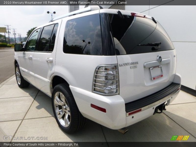 White Platinum Tri-Coat Metallic / Camel 2010 Mercury Mountaineer V8 Premier AWD