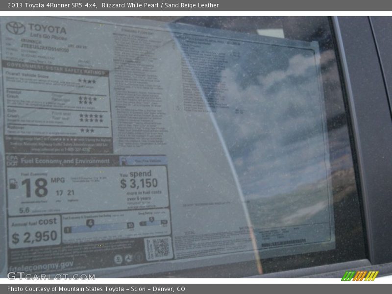 Blizzard White Pearl / Sand Beige Leather 2013 Toyota 4Runner SR5 4x4