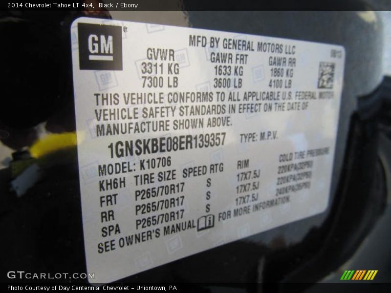 Black / Ebony 2014 Chevrolet Tahoe LT 4x4