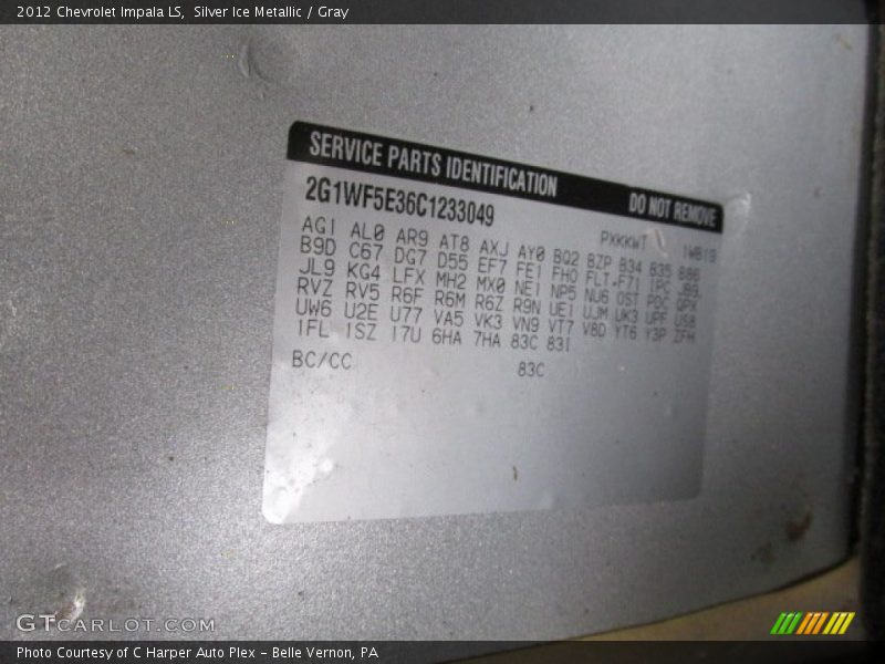 Silver Ice Metallic / Gray 2012 Chevrolet Impala LS