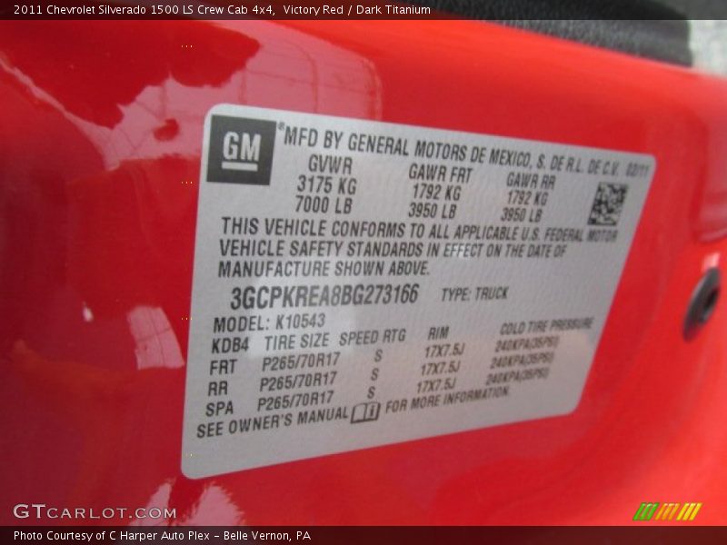 Victory Red / Dark Titanium 2011 Chevrolet Silverado 1500 LS Crew Cab 4x4