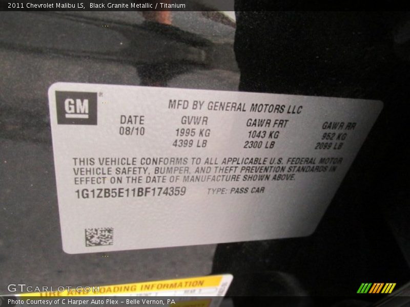 Black Granite Metallic / Titanium 2011 Chevrolet Malibu LS