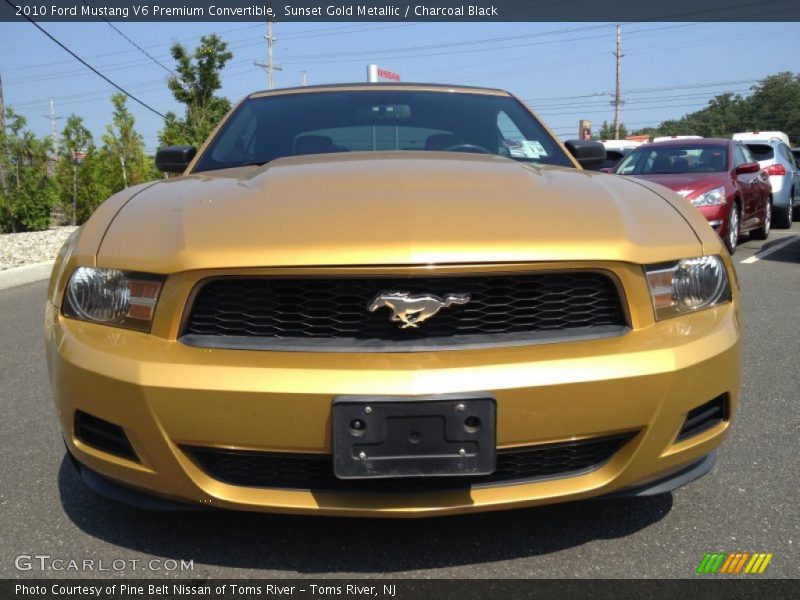 Sunset Gold Metallic / Charcoal Black 2010 Ford Mustang V6 Premium Convertible