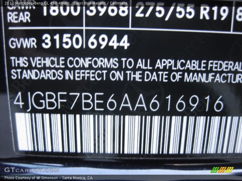Capri Blue Metallic / Cashmere 2010 Mercedes-Benz GL 450 4Matic