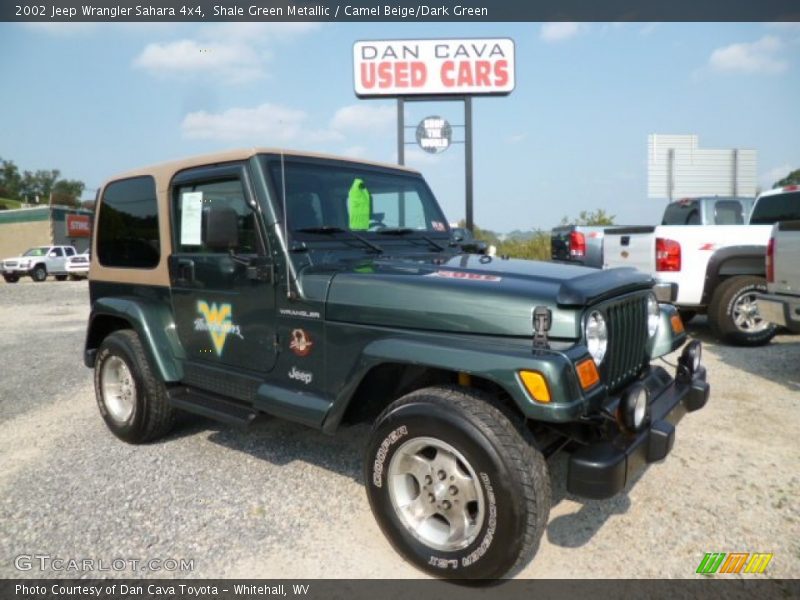 Shale Green Metallic / Camel Beige/Dark Green 2002 Jeep Wrangler Sahara 4x4