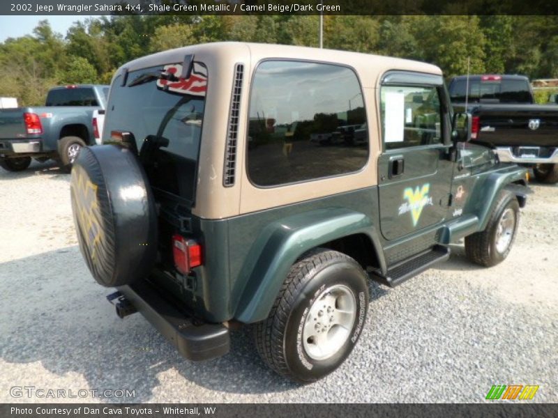 Shale Green Metallic / Camel Beige/Dark Green 2002 Jeep Wrangler Sahara 4x4