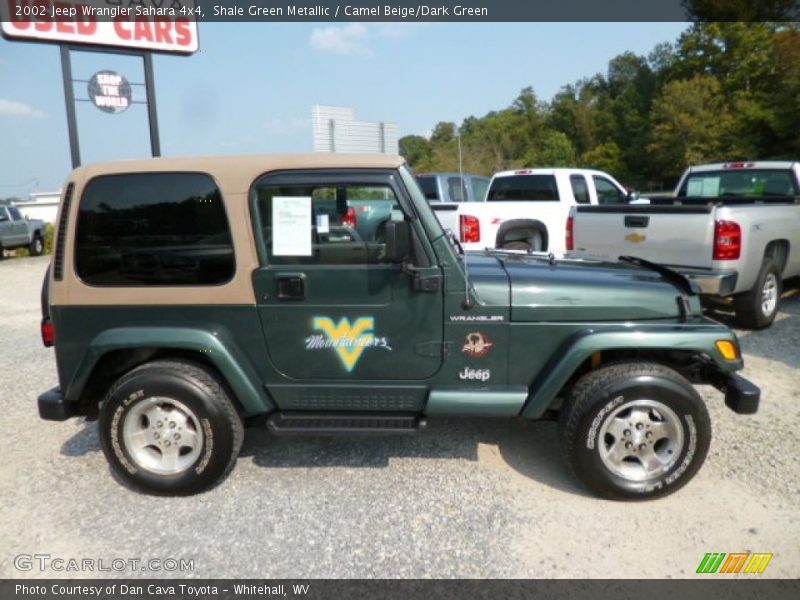 Shale Green Metallic / Camel Beige/Dark Green 2002 Jeep Wrangler Sahara 4x4