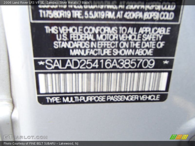 Zambezi Silver Metallic / Black 2006 Land Rover LR3 V8 SE