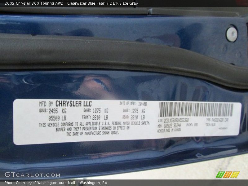 2009 300 Touring AWD Clearwater Blue Pearl Color Code PBS