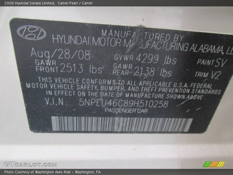 Camel Pearl / Camel 2009 Hyundai Sonata Limited