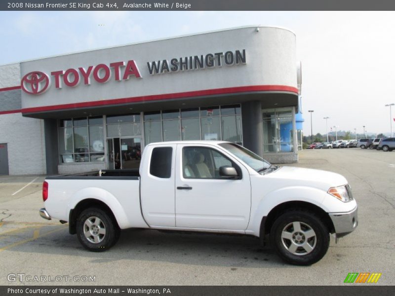 Avalanche White / Beige 2008 Nissan Frontier SE King Cab 4x4