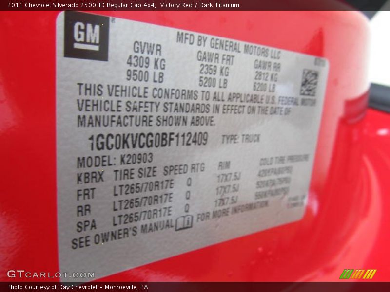 Victory Red / Dark Titanium 2011 Chevrolet Silverado 2500HD Regular Cab 4x4